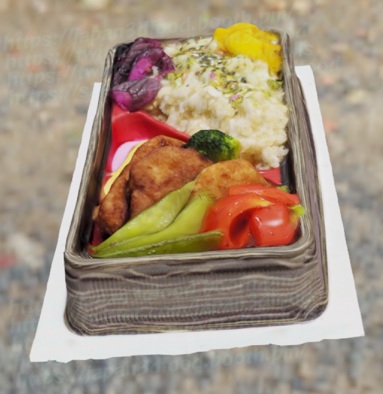 3DCGモデル 彩り豊かな豚カツお弁当 japan3dfood yorokondolls