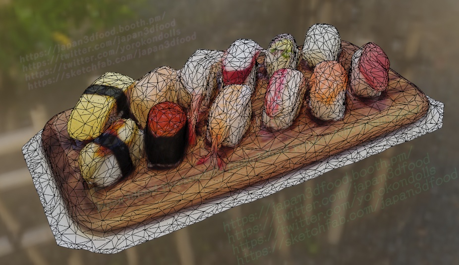3DCGモデル お寿司12個 japan3dfood yorokondolls