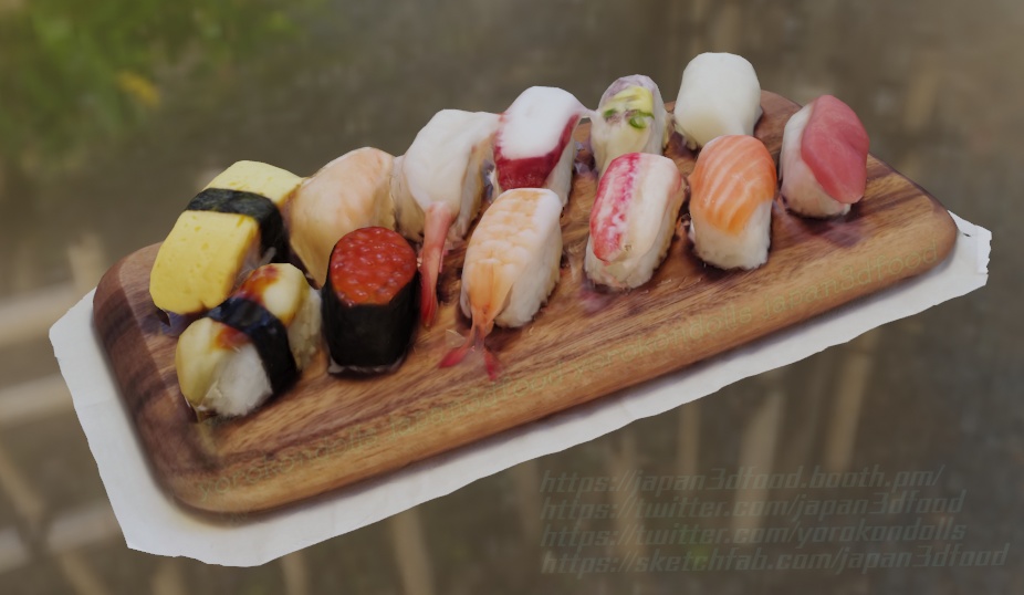3DCGモデル お寿司12個 japan3dfood yorokondolls