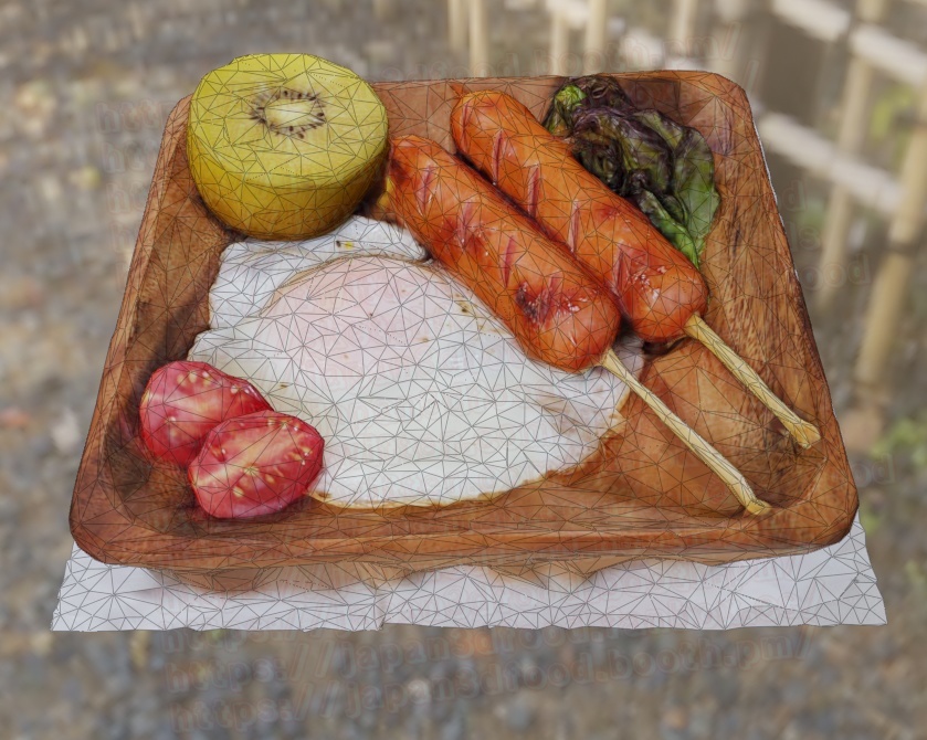 3DCGモデル 目玉焼き卵 お手軽朝食セット ソーセージ japan3dfood yorokondolls