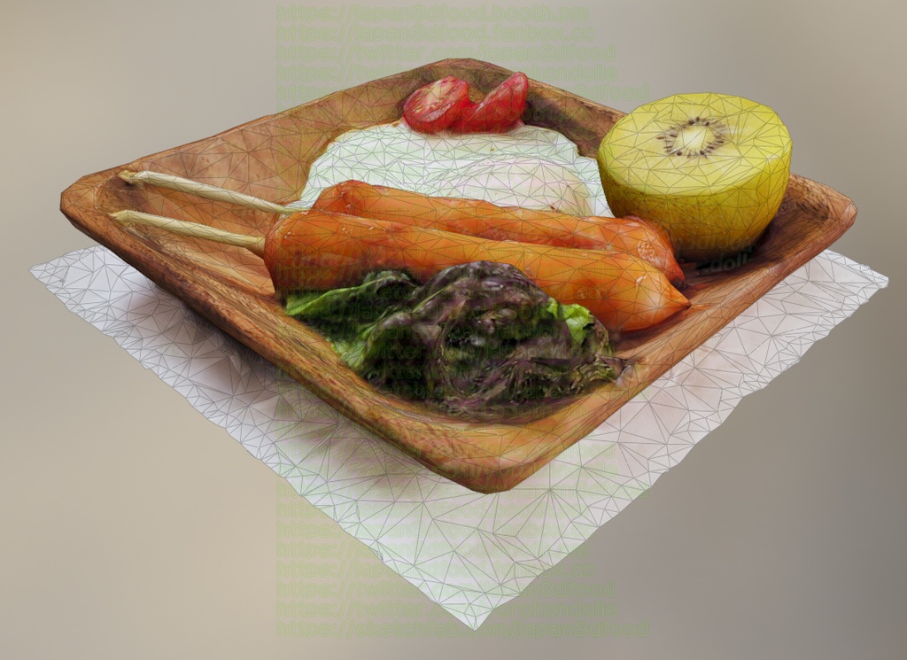 3DCGモデル 目玉焼き卵 お手軽朝食セット ソーセージ japan3dfood yorokondolls