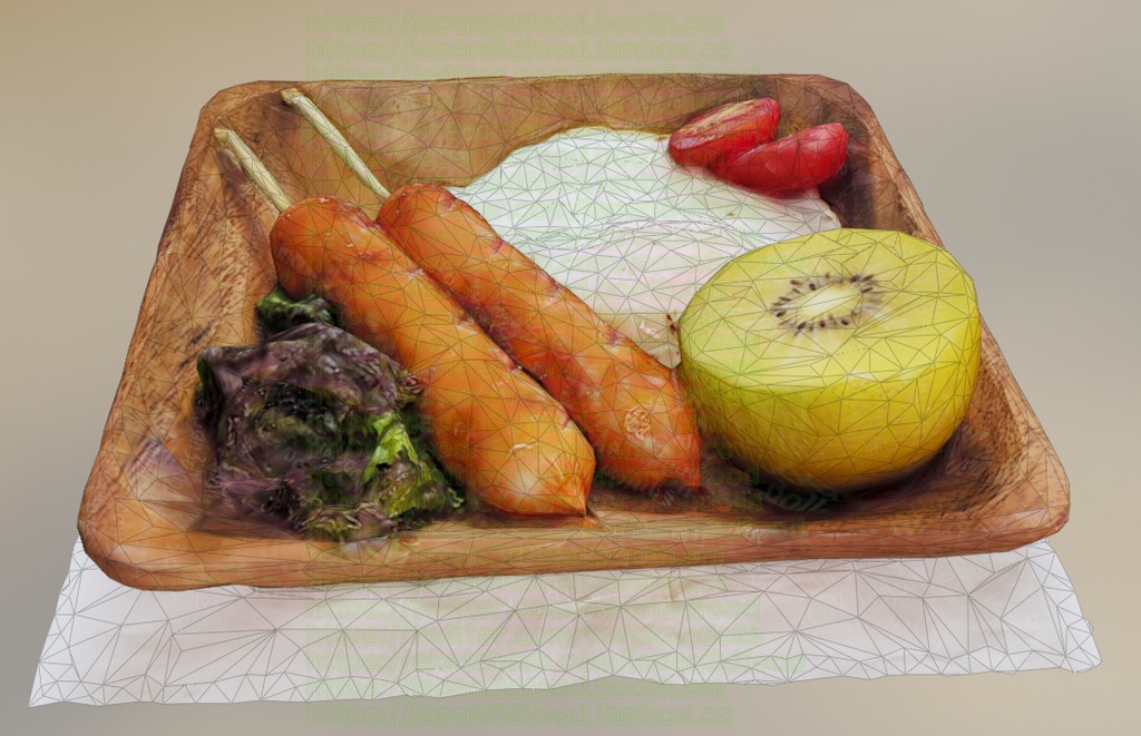 3DCGモデル 目玉焼き卵 お手軽朝食セット ソーセージ japan3dfood yorokondolls