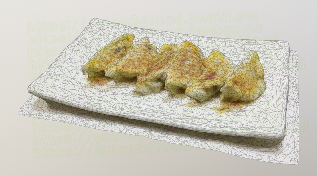 3DCGモデル 焼き餃子(ぎょうざ)6個 dumplings japan3dfood yorokondolls