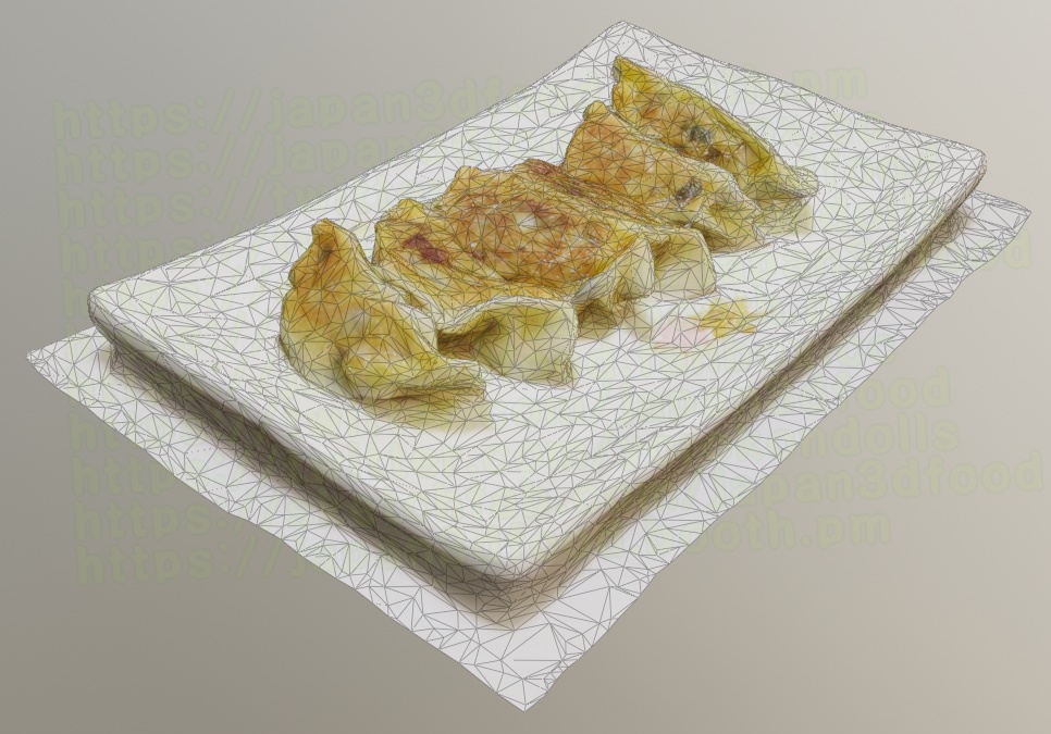 3DCGモデル 焼き餃子(ぎょうざ)6個 dumplings japan3dfood yorokondolls