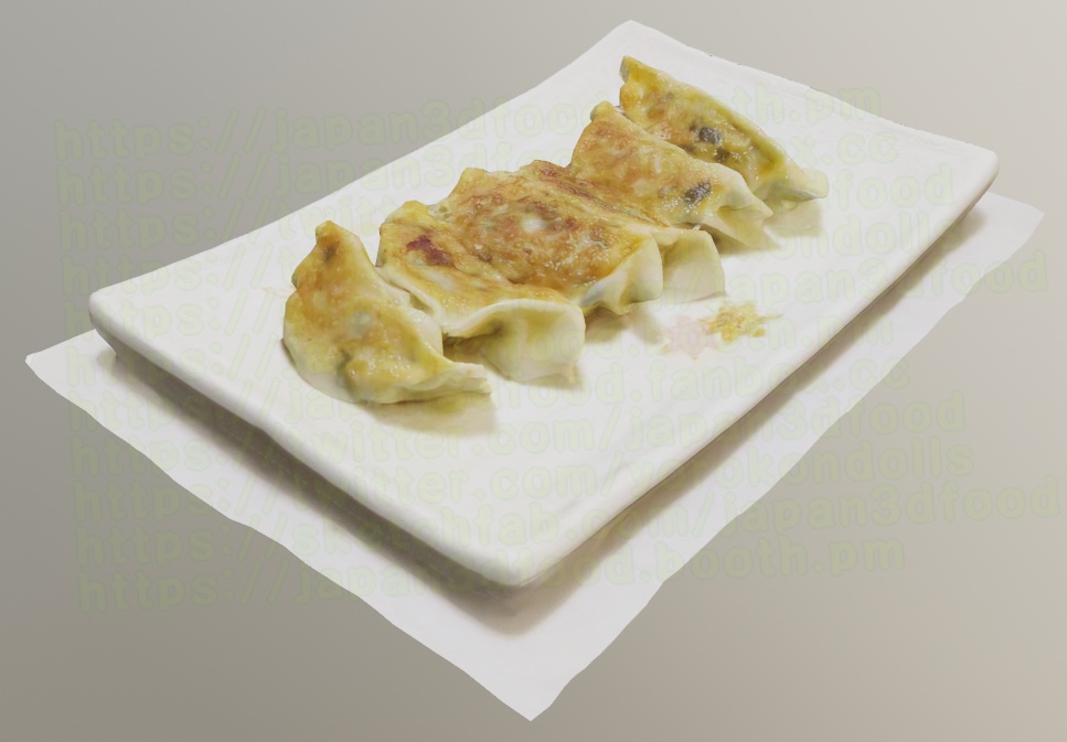 3DCGモデル 焼き餃子(ぎょうざ)6個 dumplings japan3dfood yorokondolls