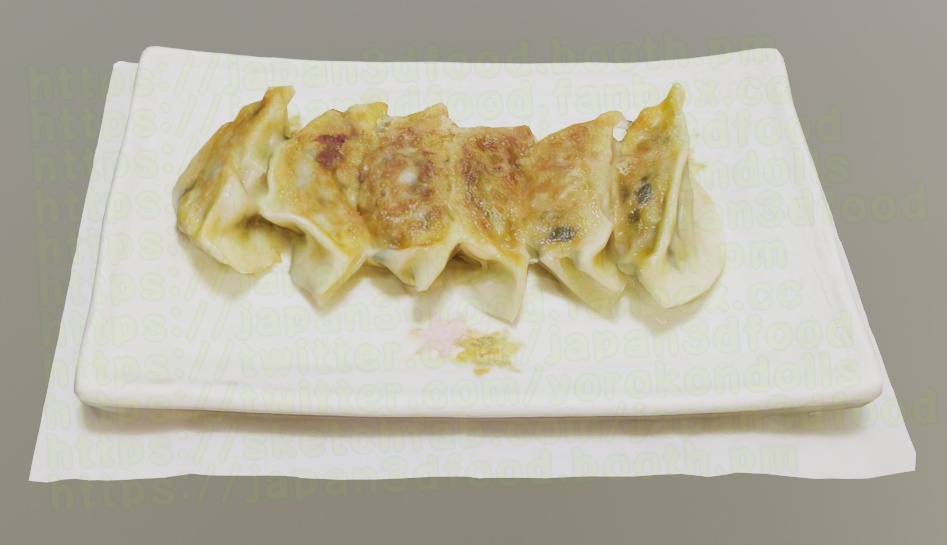 3DCGモデル 焼き餃子(ぎょうざ)6個 dumplings japan3dfood yorokondolls