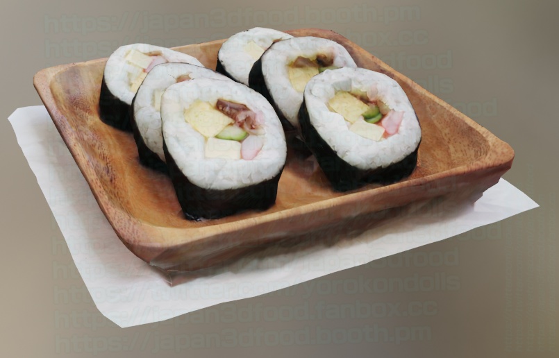 3DCGモデル 巻き寿司(手巻き寿司) OBJ FBXファイル形式 japan3dfood yorokondolls