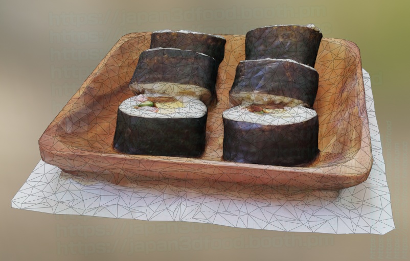 3DCGモデル 巻き寿司(手巻き寿司) OBJ FBXファイル形式 japan3dfood yorokondolls