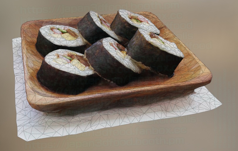 3DCGモデル 巻き寿司(手巻き寿司) OBJ FBXファイル形式 japan3dfood yorokondolls