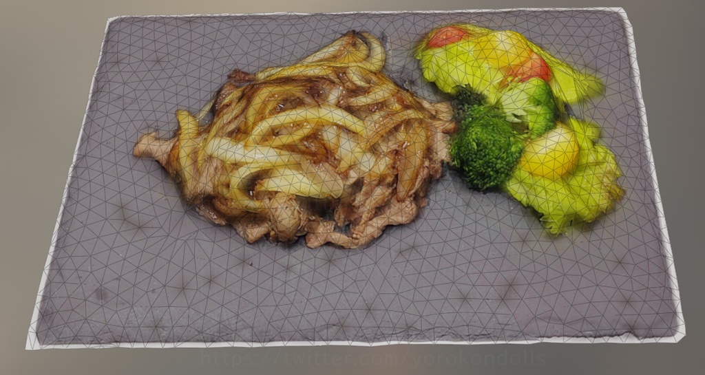 3Dモデル 肉料理 牛肉と新たまねぎとトマトサラダ 野菜炒め japan3dfood yorokondolls