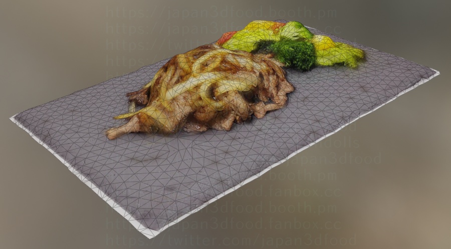 3Dモデル 肉料理 牛肉と新たまねぎとトマトサラダ 野菜炒め japan3dfood yorokondolls