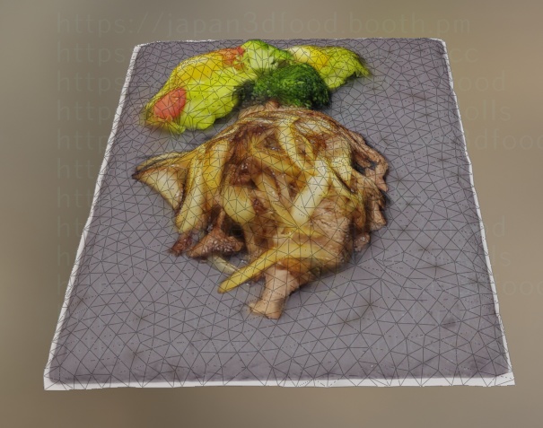 3Dモデル 肉料理 牛肉と新たまねぎとトマトサラダ 野菜炒め japan3dfood yorokondolls