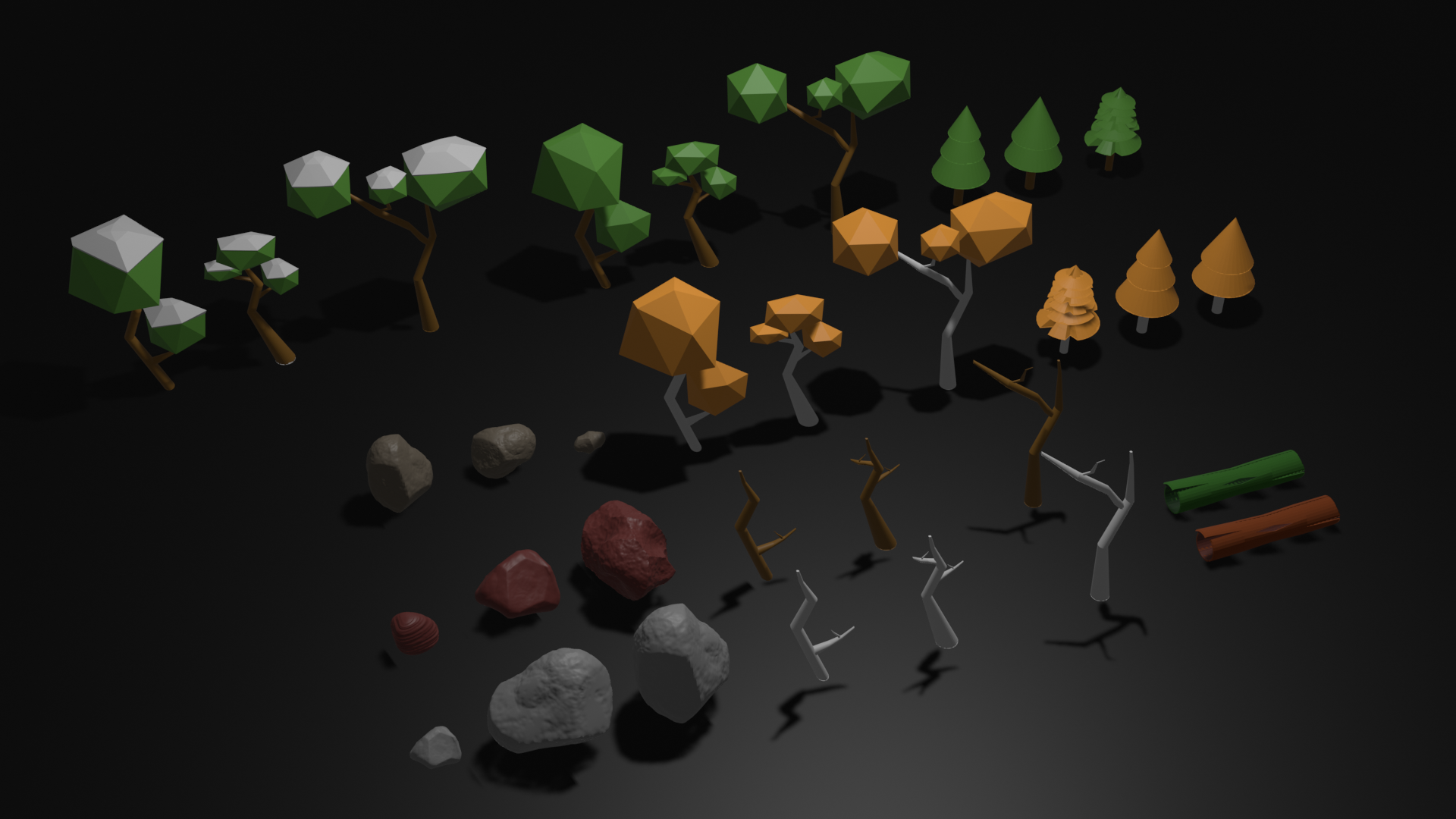 【3Dモデル】ローポリ自然セット(32点)