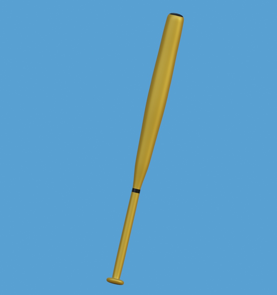 【無料3Dモデル】野球ボールとバット