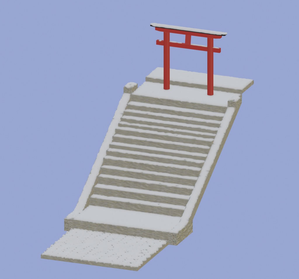 【無料3Dモデル】雪積もる神社