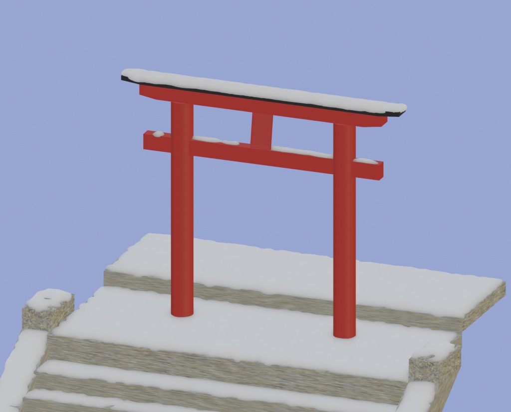 【無料3Dモデル】雪積もる神社