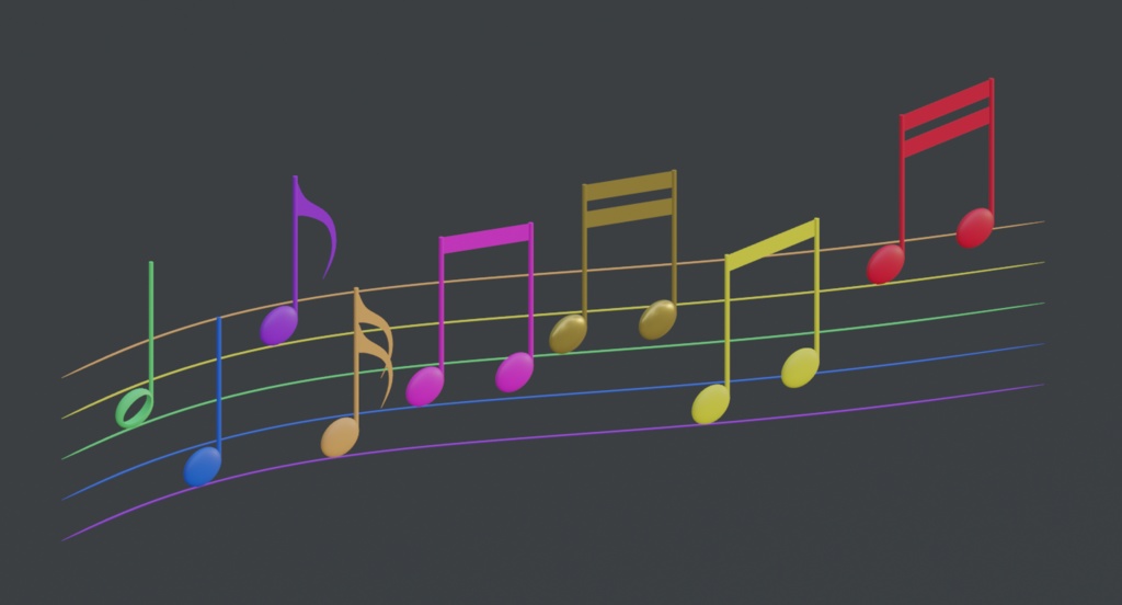 【3Dモデル】色んな音符記号たち(8種類)