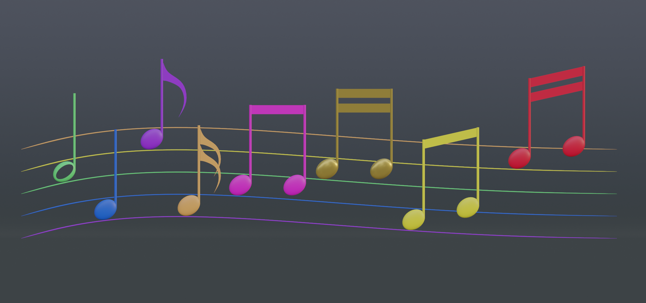 【3Dモデル】色んな音符記号たち(8種類)