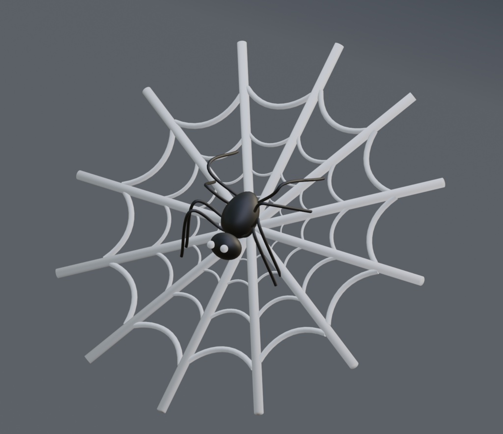【無料3Dモデル】蜘蛛と蜘蛛の巣オブジェ