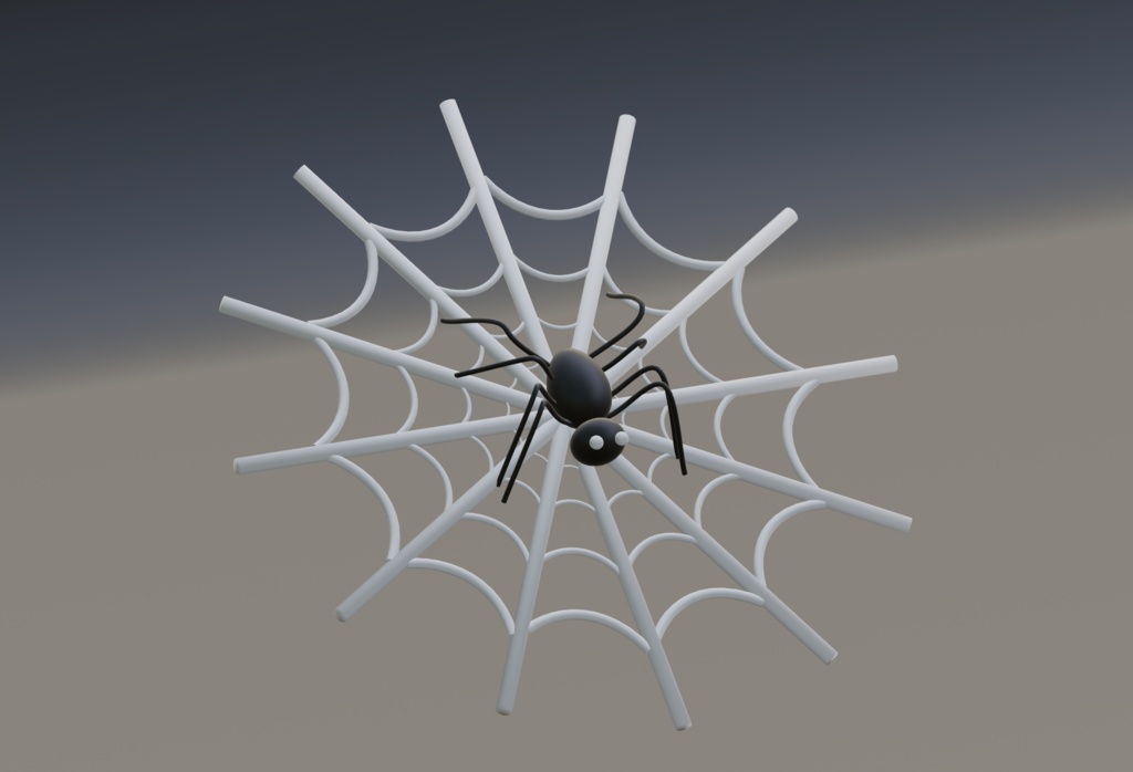 【無料3Dモデル】蜘蛛と蜘蛛の巣オブジェ