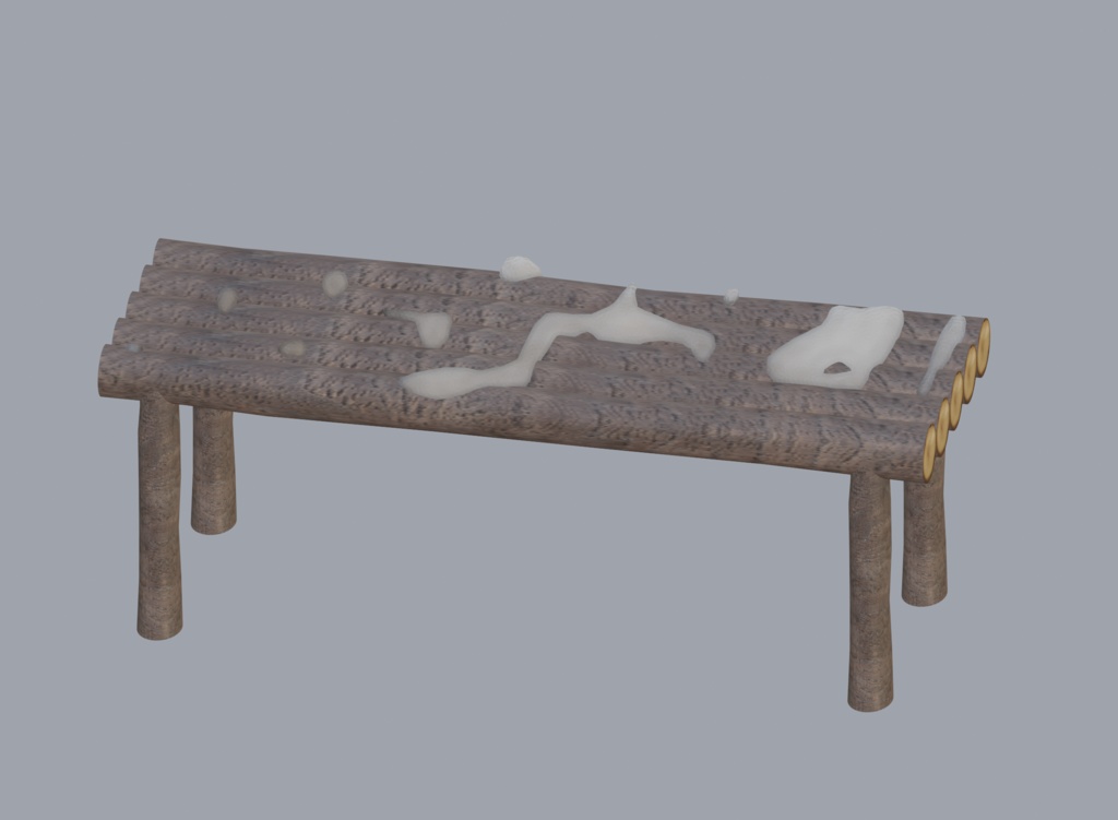 【無料3Dモデル】雪積もるテーブルとベンチ