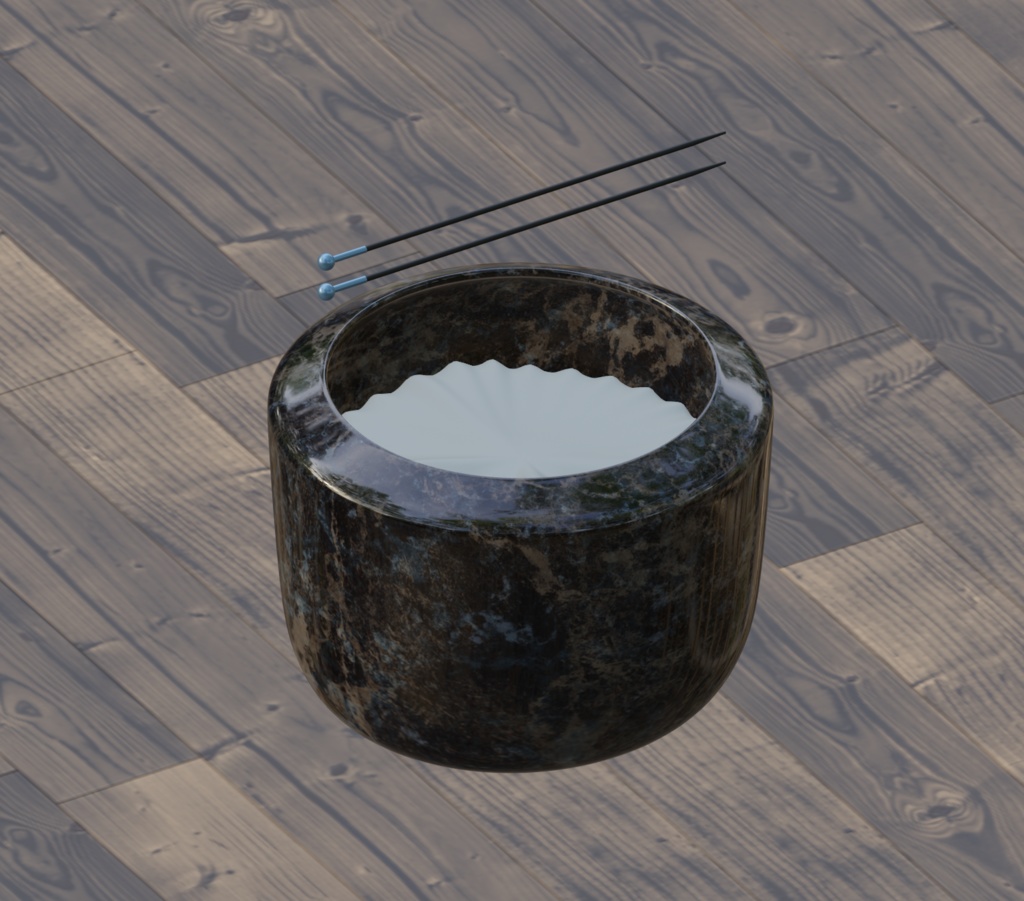 【無料3Dモデル】火鉢と火箸