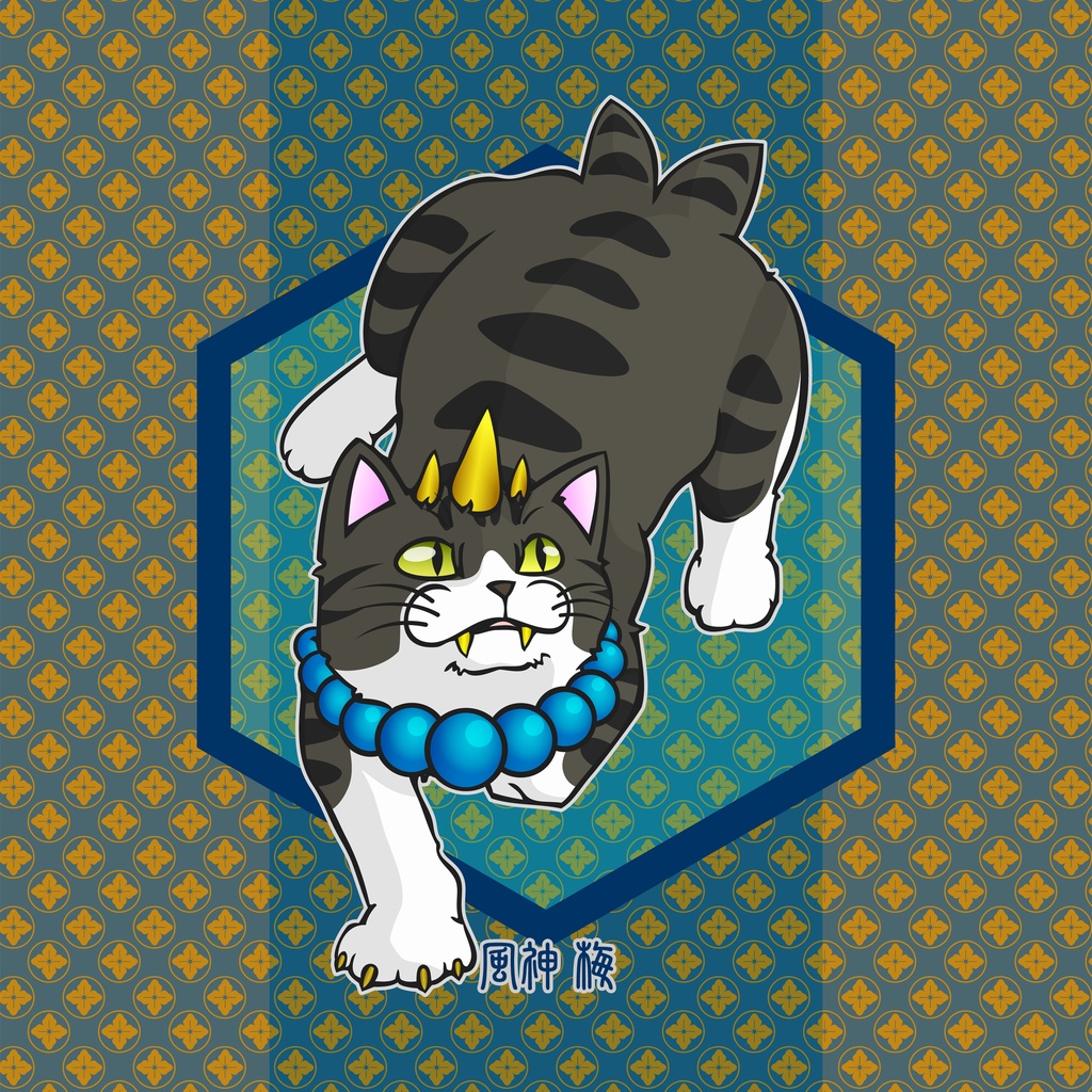 妖怪猫クリアファイル（風神梅ver）