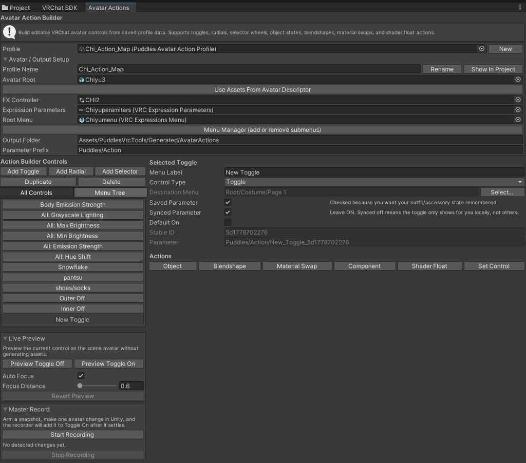 Free - Puddles VR Chat Expression Builder / パドルズ ToggleやRadialで切り替える. Donation optional.