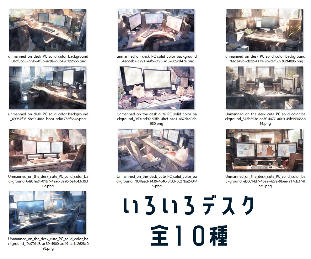 【AI出力】汎用背景素材パック 11種(~20枚)
