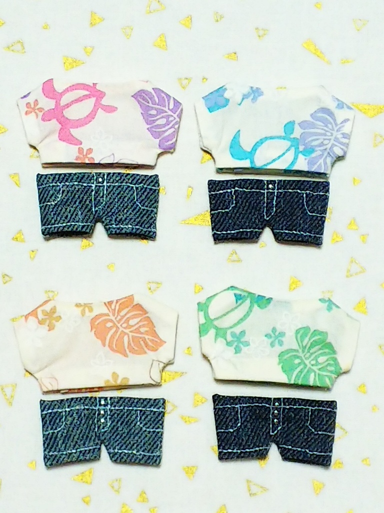 ぬい服【ボタニカル柄Tシャツ&夏デニム】