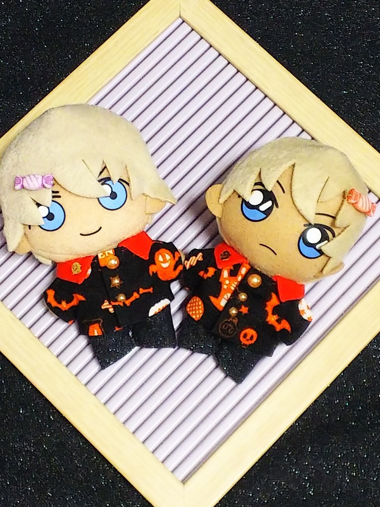 ぬい服【ハロウィンシャツセット+キャンディヘアピン】