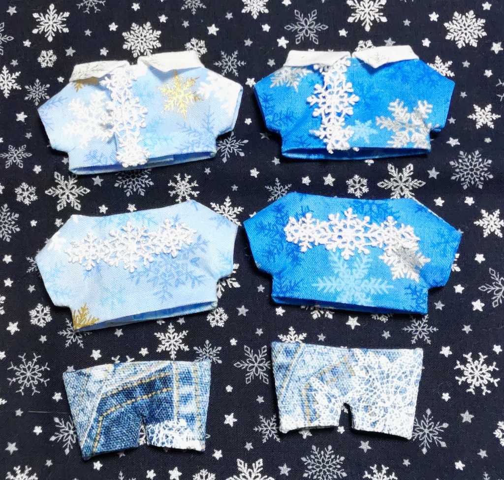 ぬい服【雪の結晶シャツセット】