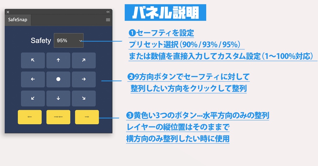 【アクション不要!直感整列】Photoshopプラグイン(UXP)『SafeSnap』