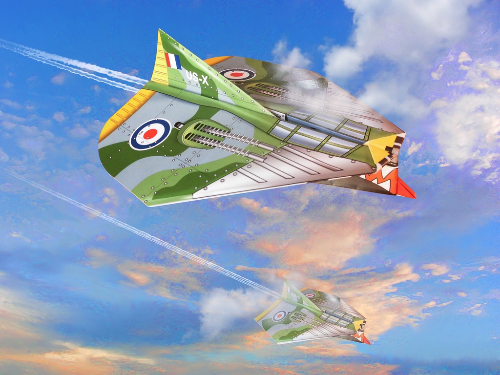 イギリス空軍戦闘機「ホーカーサイクロン」紙飛行機