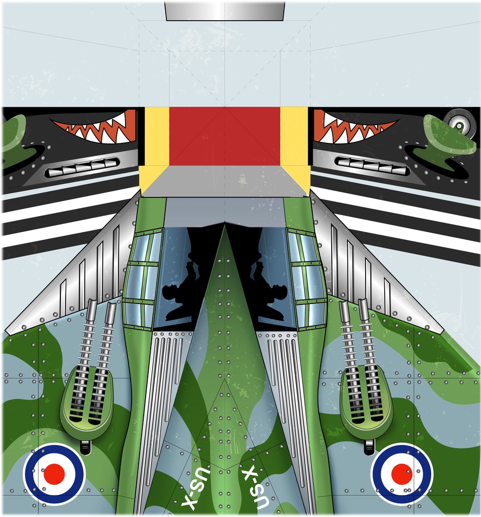 イギリス空軍戦闘機「ホーカーサイクロン」紙飛行機
