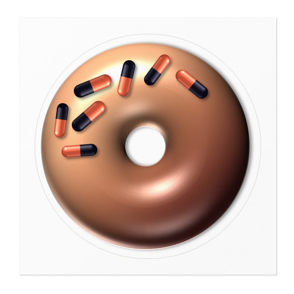 おくすりドーナツ(オレンジブラック)ステッカー