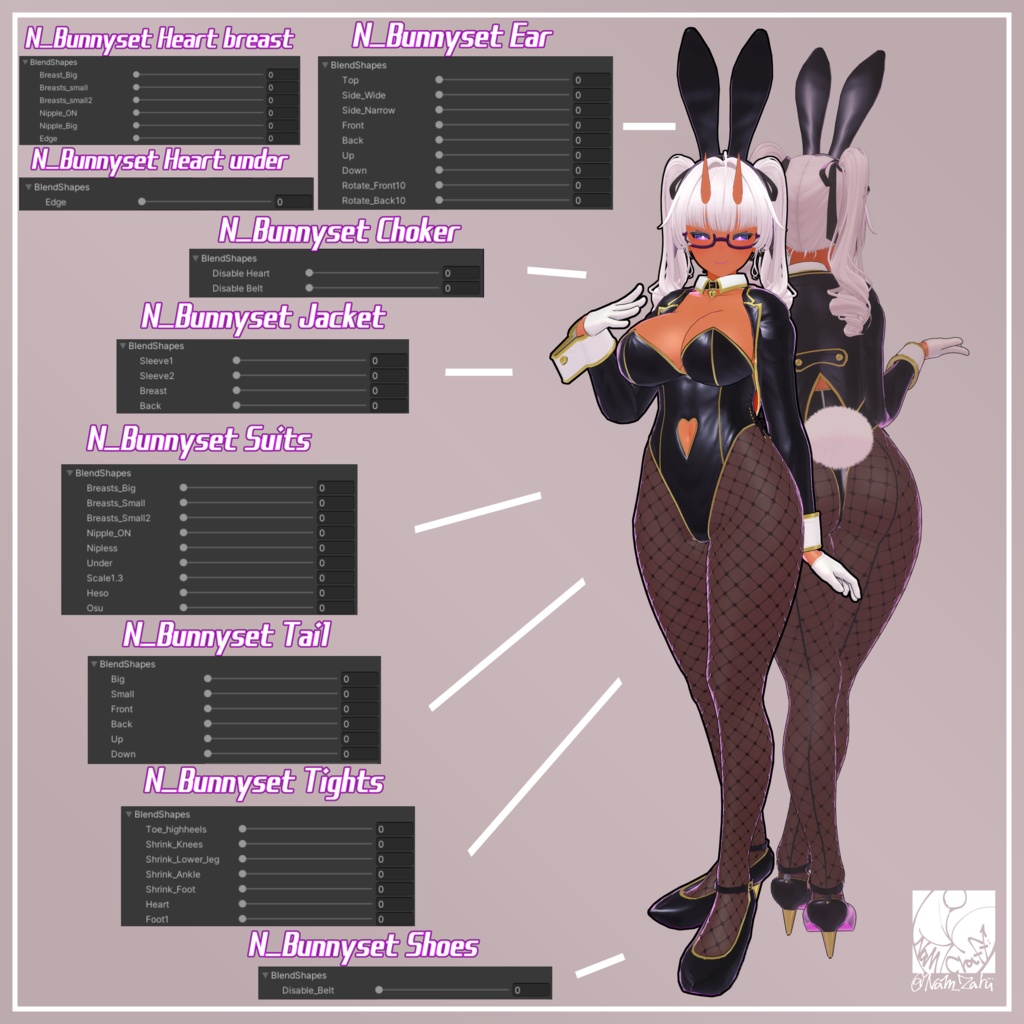 【桔梗ちゃん対応】衣装用3Dモデル「ハートバニーセット」