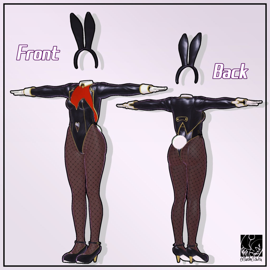 【萌ちゃん対応】衣装用3Dモデル「ハートバニーセット」