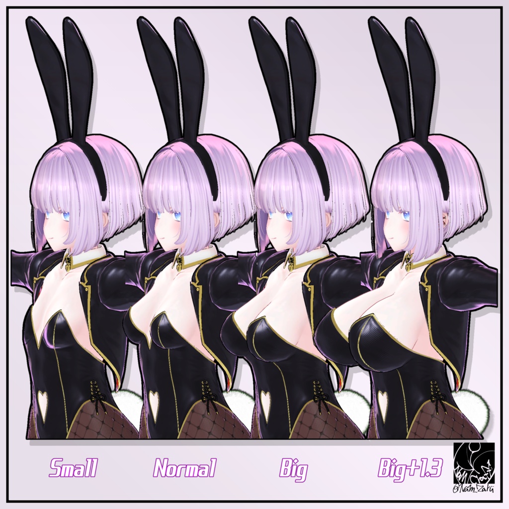 【萌ちゃん対応】衣装用3Dモデル「ハートバニーセット」