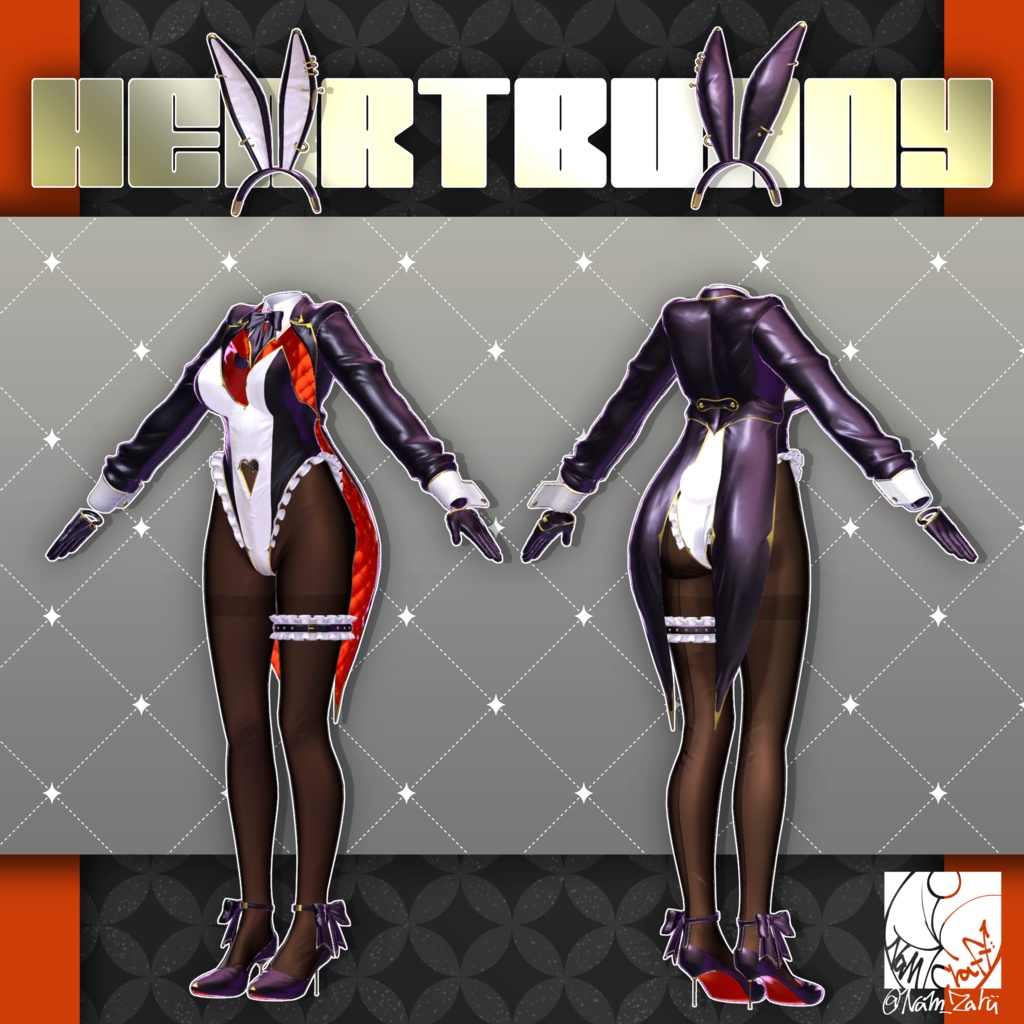 【複数アバター対応】衣装用3Dモデル「HeartBunny_Re」
