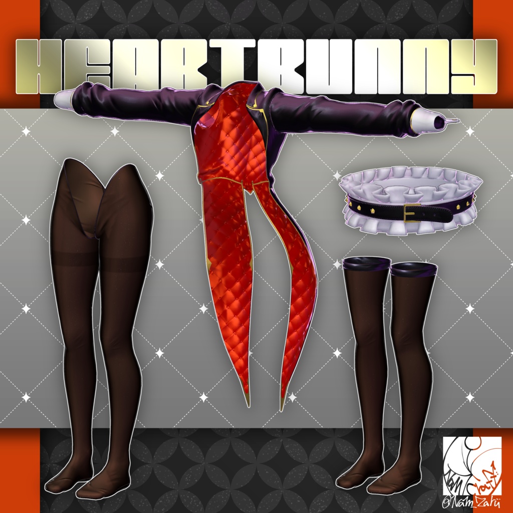 【複数アバター対応】衣装用3Dモデル「HeartBunny_Re」