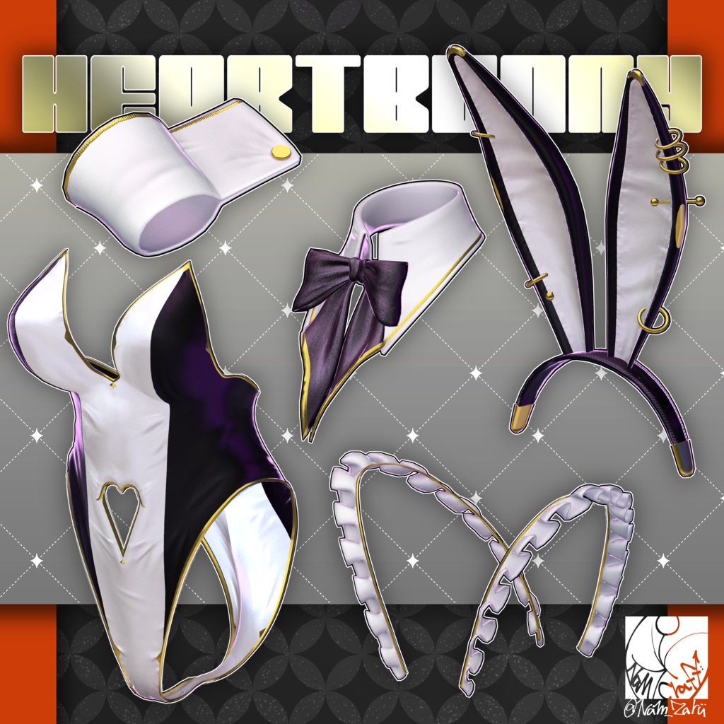 【複数アバター対応】衣装用3Dモデル「HeartBunny_Re」