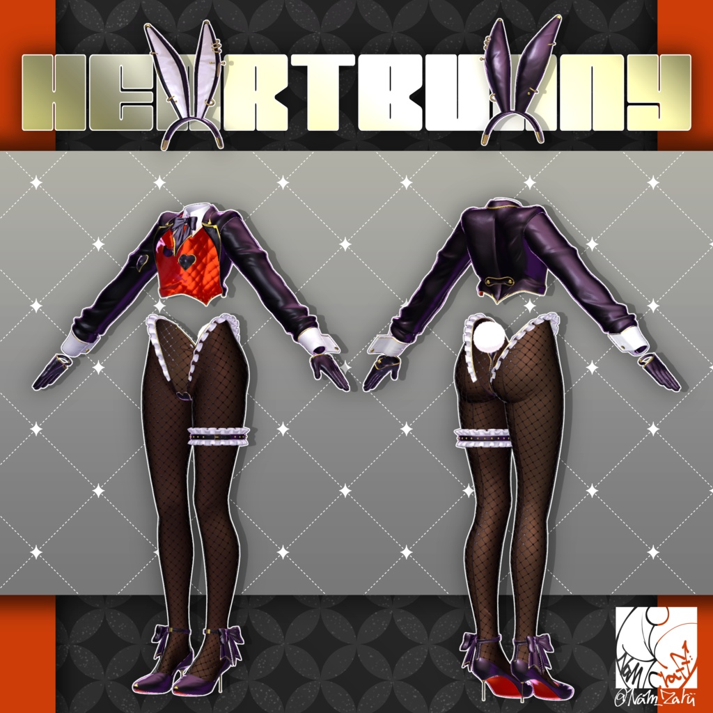 【複数アバター対応】衣装用3Dモデル「HeartBunny_Re」