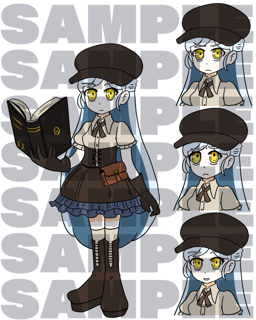 【TRPG/配信向け】無表情な読書少女の立ち絵素材(商用OK・表情差分あり)