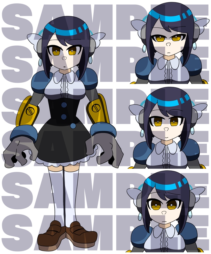 【TRPG/配信向け】ロボットメイド少女◆立ち絵素材セット(表情差分あり/商用OK)