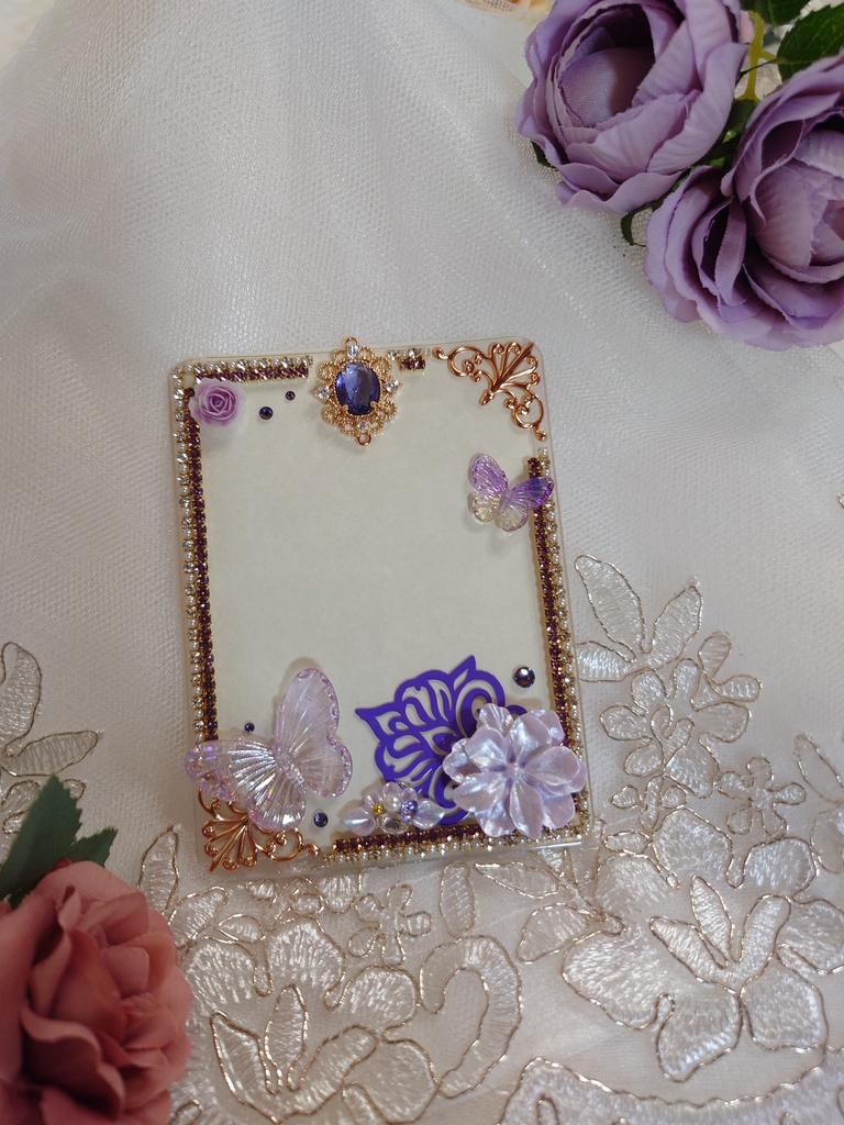 硬質ケースデコ B8 B7 リボンチャーム3点セット パープル系