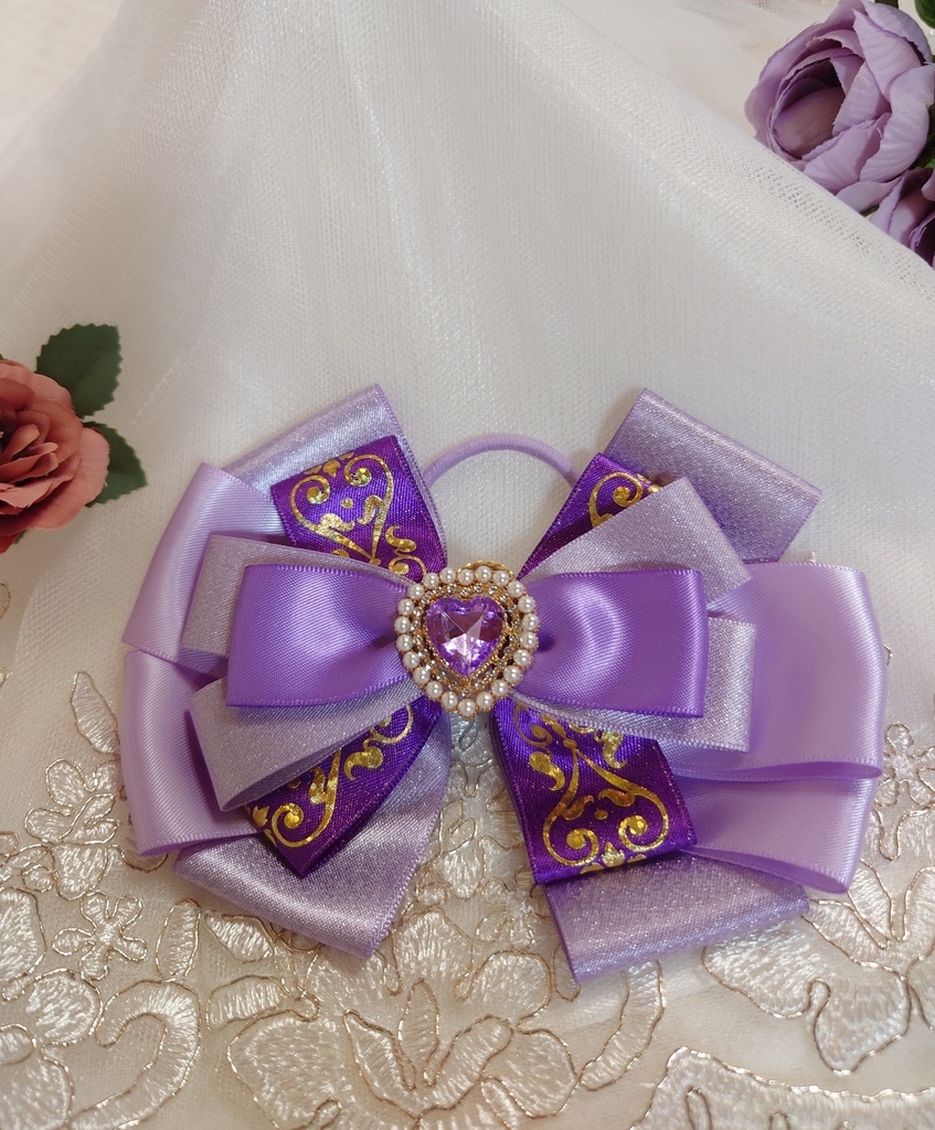 硬質ケースデコ B8 B7 リボンチャーム3点セット パープル系