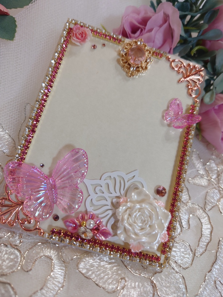 硬質ケースデコ B8 B7 リボンチャーム3点セット ピンク系