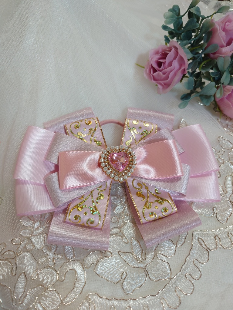 硬質ケースデコ B8 B7 リボンチャーム3点セット ピンク系