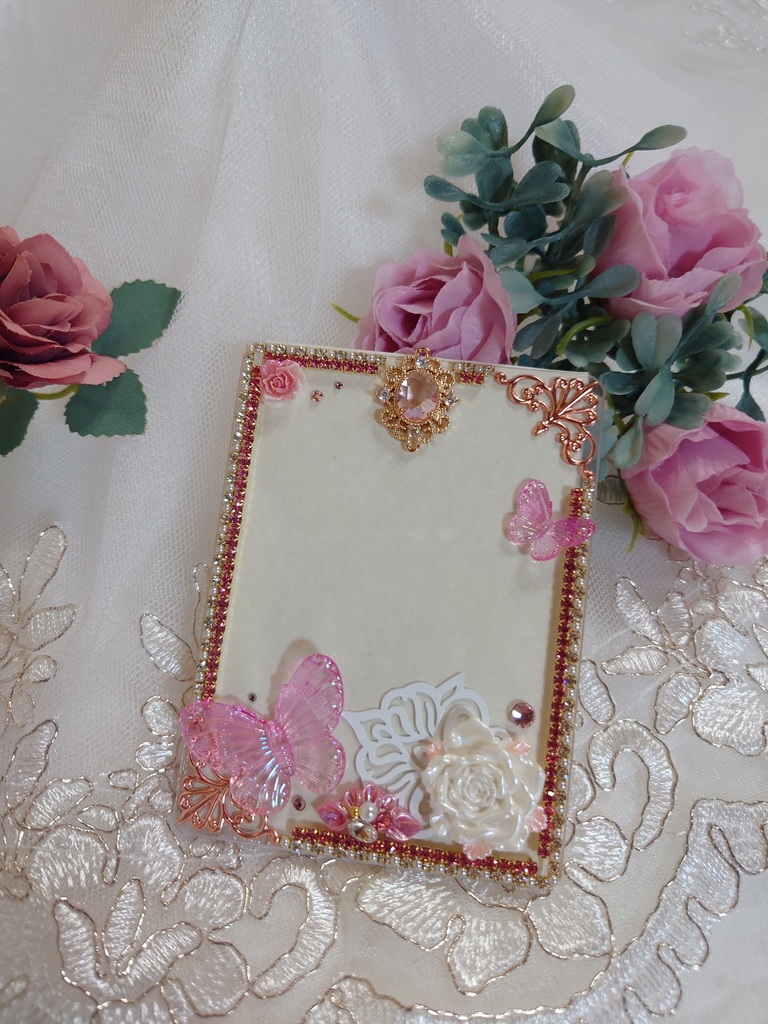 硬質ケースデコ B8 B7 リボンチャーム3点セット ピンク系